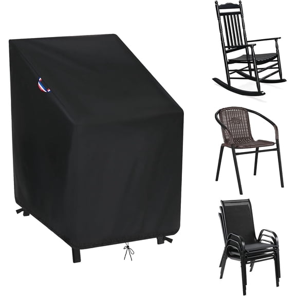 Outdoor Rocking Chair Cover,Waterproof Stackable Chair Cover with Elastic Cord Buckle,Lawn Chair Cover for Outdoor Furniture(27.5"W x 34"D x 42"H)