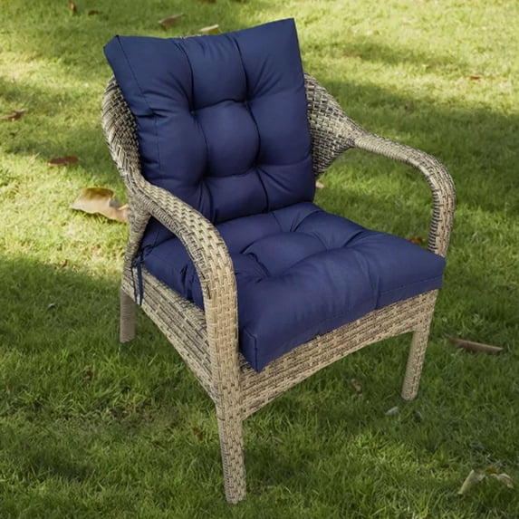 Outdoor Rocking Chair Cushions 2-Piece Set, Tufted High Back and Seat Pads with Ties, for Wooden Patio Rocking Chairs