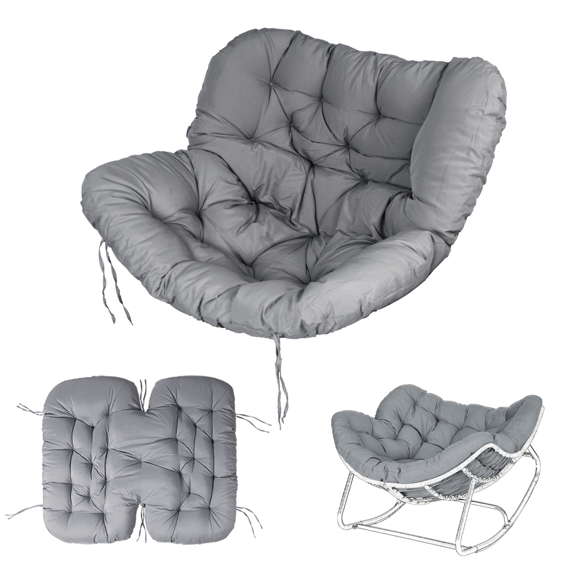 Outdoor Rocking Chair Cushions 6.3" Thick, Waterproof Papasan Chair Cushion, Fade-Resistant Patio Egg Lounge Chair Cushions for Indoor Outdoor Garden, Porch, Balcony