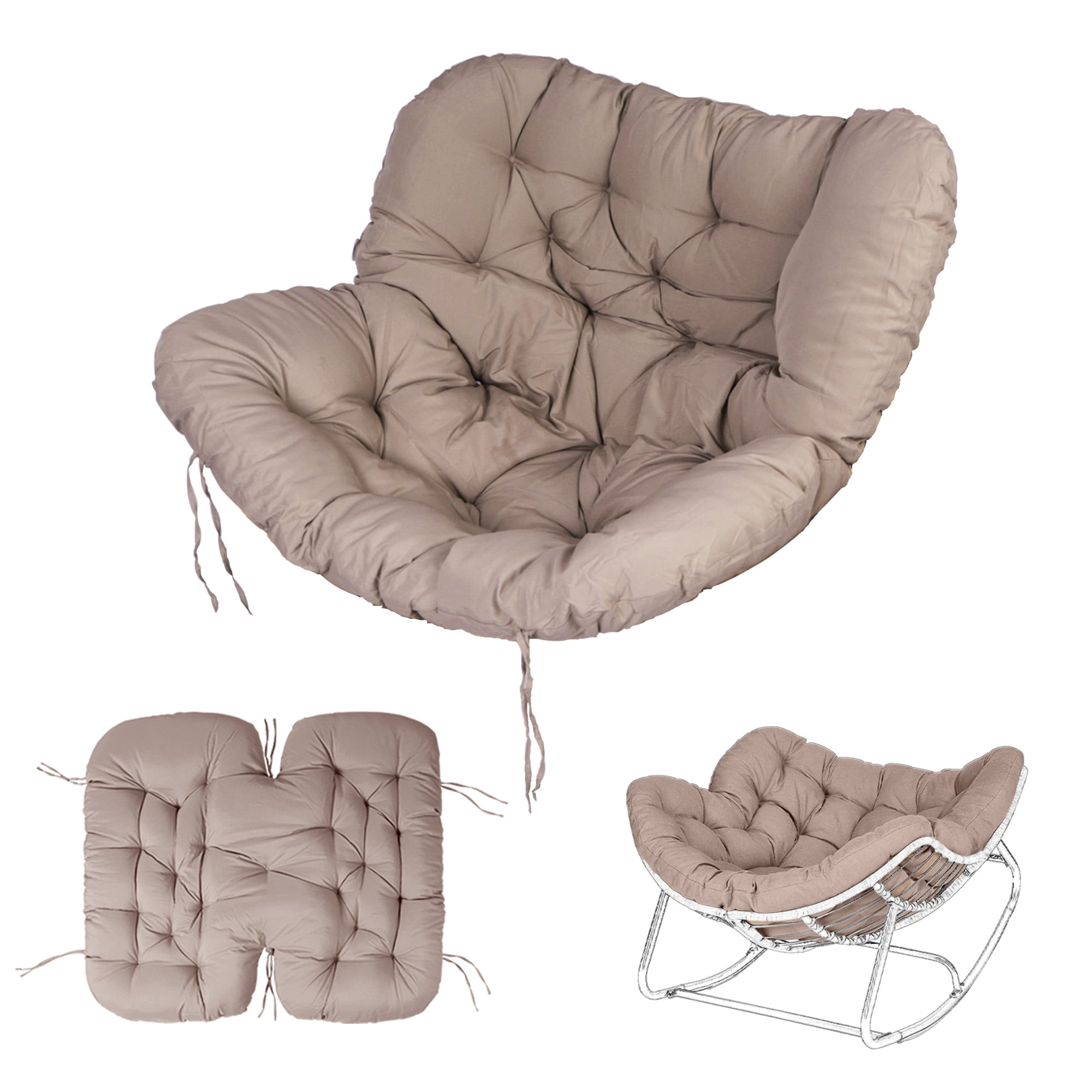 Outdoor Rocking Chair Cushions 6.3" Thick, Waterproof Papasan Chair Cushion, Fade-Resistant Patio Egg Lounge Chair Cushions for Indoor Outdoor Garden, Porch, Balcony