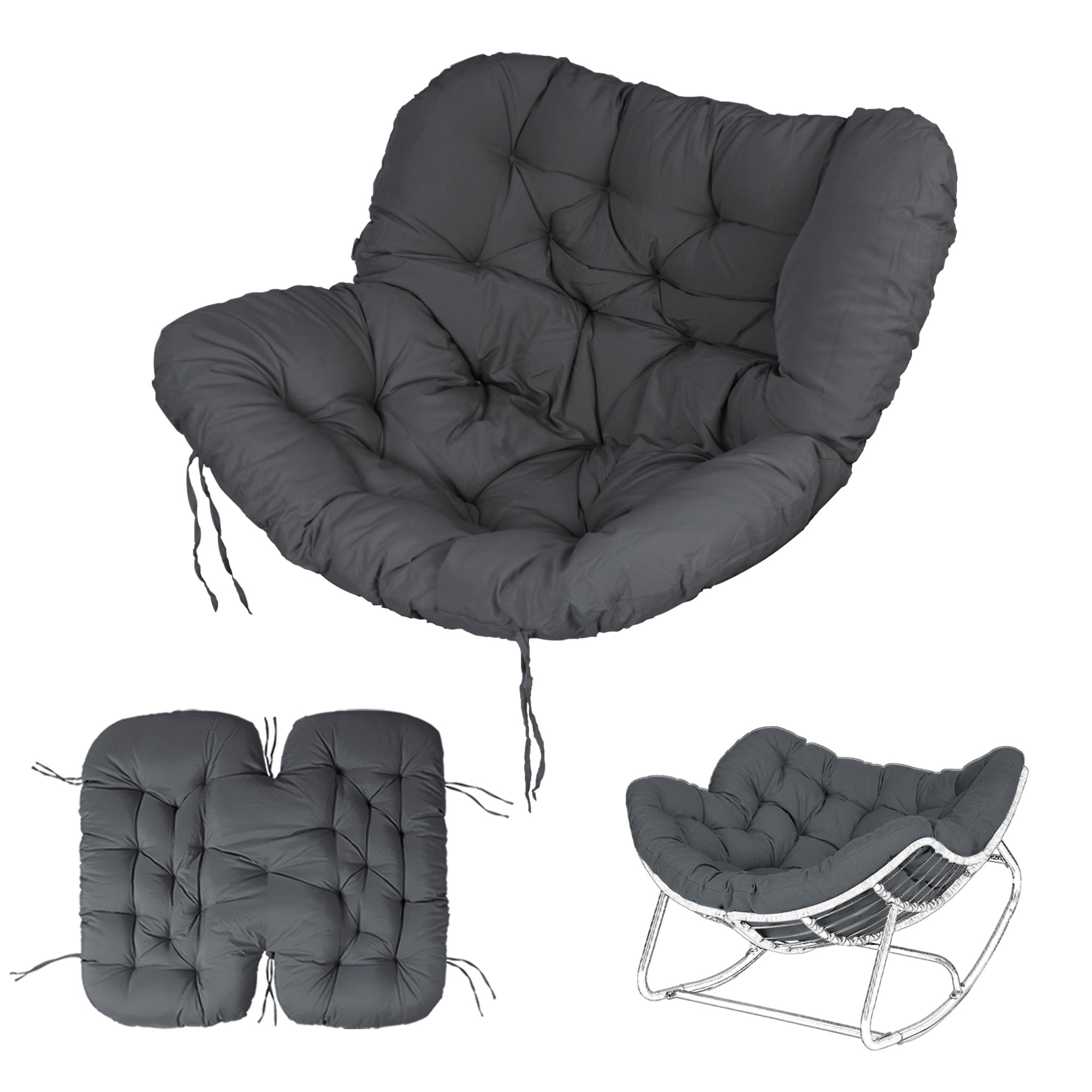 Outdoor Rocking Chair Cushions 6.3" Thick, Waterproof Papasan Chair Cushion, Fade-Resistant Patio Egg Lounge Chair Cushions for Indoor Outdoor Garden, Porch, Balcony