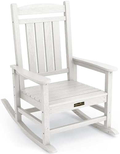 Outdoor Rocking Chair, HDPE Patio Rocking Chair All-Weather Porch ...