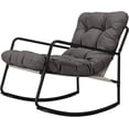 thumbnail image 1 of Outdoor Rocking Chair, Metal Patio Rocking Chair, Indoor Rocking Chair with Cushion, Papasan Rocking Lounge Chair, Comfy Modern Rocker Chair for Porch, Living Room, Garden, Lawn, Dark Grey, 1 of 9