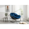thumbnail image 1 of Outdoor Rattan Rocking Chair with Thick Padded Cushion, Adjustable Rocker Recliner for Patio, Porch, Garden, Backyard, All-Weather Rattan Furniture, Navy Blue, 1 of 9