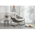 thumbnail image 1 of Outdoor Rocking Chair with Padded Cushion, Oversized Rattan Wicker egg Chair Outdoor with  All-Weather Steel Frame, 250lbs Capacity, Modern Lounge Rocker for Front Porch Living Room Bedroom, Beige, 1 of 9