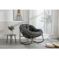 thumbnail image 1 of Outdoor Rocking Chair with Padded Cushion, Oversized Rattan Wicker egg Chair Outdoor with  All-Weather Steel Frame, 250lbs Capacity, Modern Lounge Rocker for Front Porch Living Room Bedroom, Grey, 1 of 9