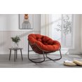 thumbnail image 1 of Outdoor Rocking Chair with Padded Cushion, Oversized Rattan Wicker egg Chair Outdoor with  All-Weather Steel Frame, 250lbs Capacity, Modern Lounge Rocker for Front Porch Living Room Bedroom, Orange, 1 of 9