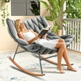 thumbnail image 1 of Outdoor Rocking Chair Patio Lounge Chair, SUREGO Wicker Egg Chair with Cushion, 30° Rocking Angle, Steel Frame & Rattan Fabric, Waterproof Rocker for Porch, Garden, Living Room - Easy Assembly, Gray, 1 of 7
