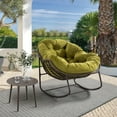 thumbnail image 1 of Tabaray Solid Print Rattan Indoor and Outdoor Adjustable Height Rocking Chair, Olive Green Velvet, 1 of 17