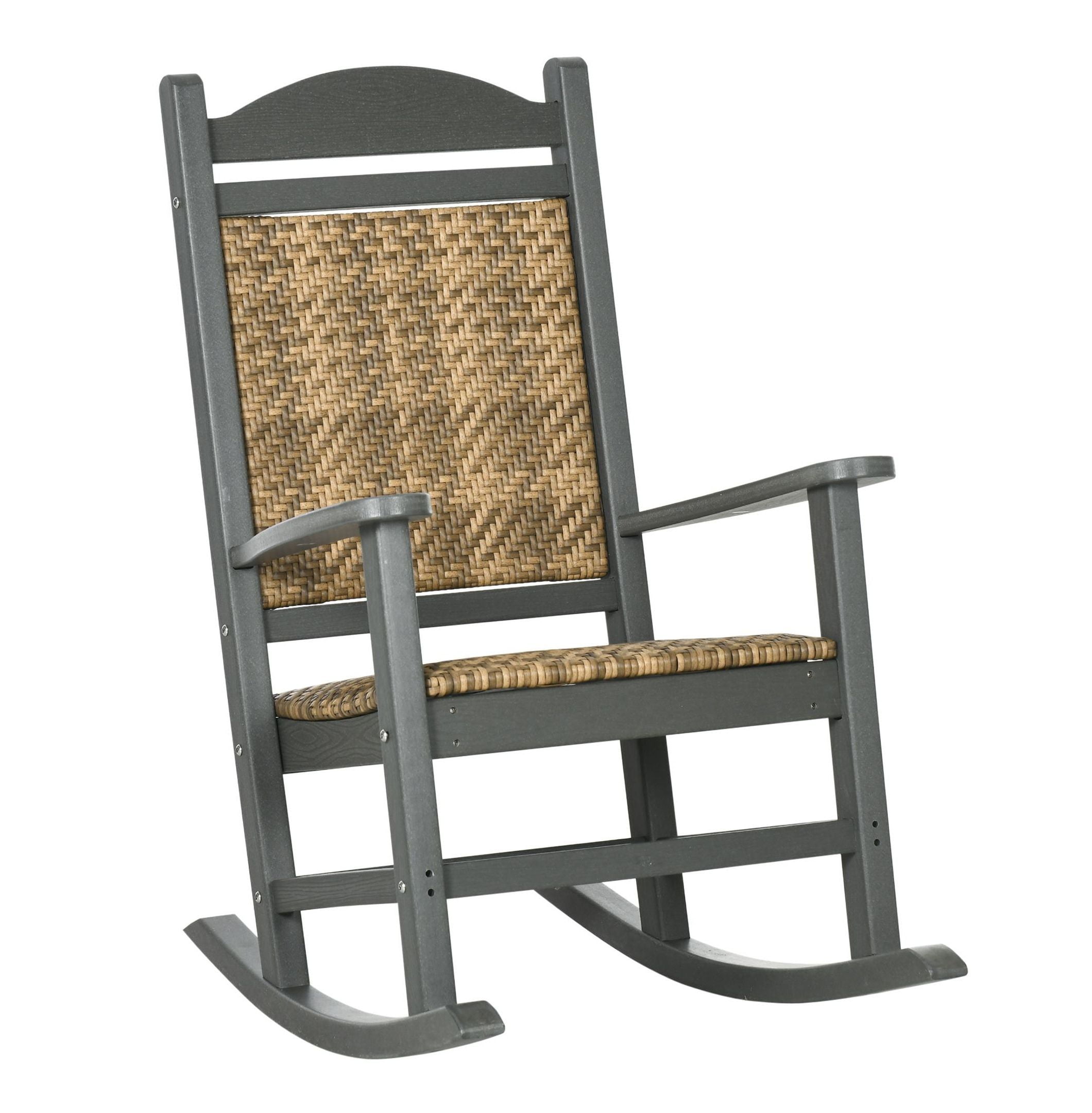 Outdoor Rocking Chair - Porch Rocker with Cushioned Seat & Back - HDPE ...