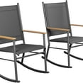 thumbnail image 1 of Outdoor Rocking Chair Set of 2, High Back All-Weather Patio Rocking Chairs with Breathable Back Rest for Adult, Ergonomic Design Porch Rocking Chairs for Porch, Garden, Balcony, Pool, Black, 1 of 8