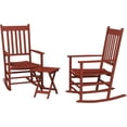 thumbnail image 1 of Outdoor Rocking Chair Set of 2 with Side Table, Patio Wooden Rocking Chair with Smooth Armrests, High Back for Garden, Balcony, Porch, Supports Up to 352 lbs., Wine Red, 1 of 9