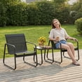 thumbnail image 1 of Lofka 3-Piece Patio Furniture Set with Coffee Table for Garden| Balcony| Bistro, Textilene,Black, 1 of 11