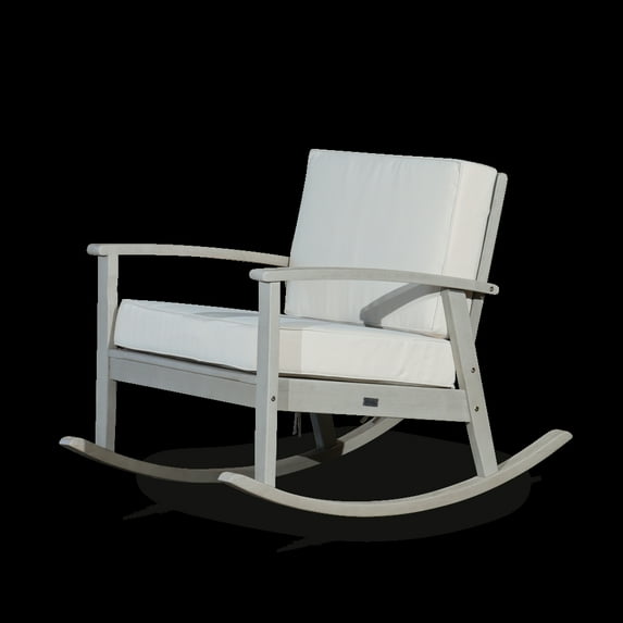 Outdoor Rocking Chair with Wide and Deep Seat, Comfy Rocker Chair with Wood Frame, Father's Resting TV Reading Chair Nursing Chair Outdoor Garden Chair, 40.5"x28.25"x31.25", Gray+Sand