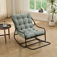thumbnail image 1 of Outdoor Rocking Chair with Cushion, Patio Comfy Rocker with Thick Padding, Modern Sling Chair for Porch, Garden, Reading Nook, Black/Light Green, 1 of 11