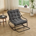 thumbnail image 1 of Outdoor Rocking Chair with Thick Cushion, Comfy Steel Frame Patio Rocker, Adjustable Swing for Living Room Reading Room, Black Frame, Gray, 1 of 16