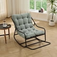 thumbnail image 1 of Outdoor Rocking Chair with Thick Cushion, Comfy Steel Frame Patio Rocker, Adjustable Swing for Living Room Reading Room, Black Frame, Light Green, 1 of 13