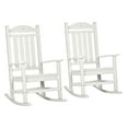 thumbnail image 1 of Outdoor Rocking Chairs 2-Piece Set, White HDPE Rocker with Armrests - Patio, Porch, Garden Relaxation - Weather Resistant & Classic Slatted Design, 1 of 9
