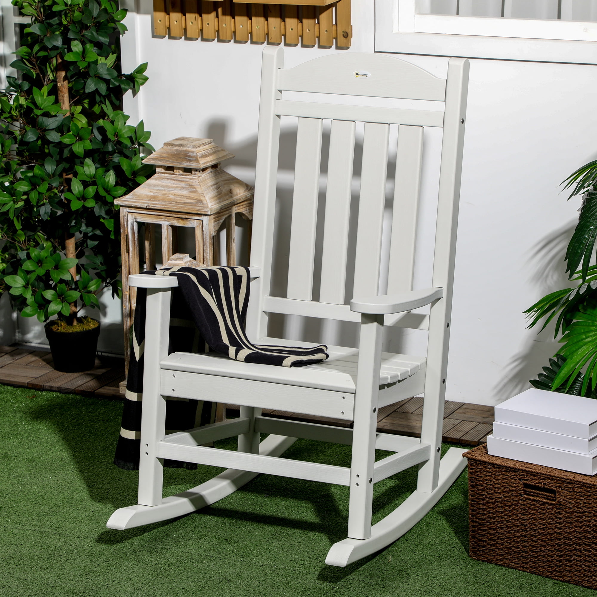 Outdoor Rocking Chairs HDPE Slatted Design, Porch Rocker 3 colors ...