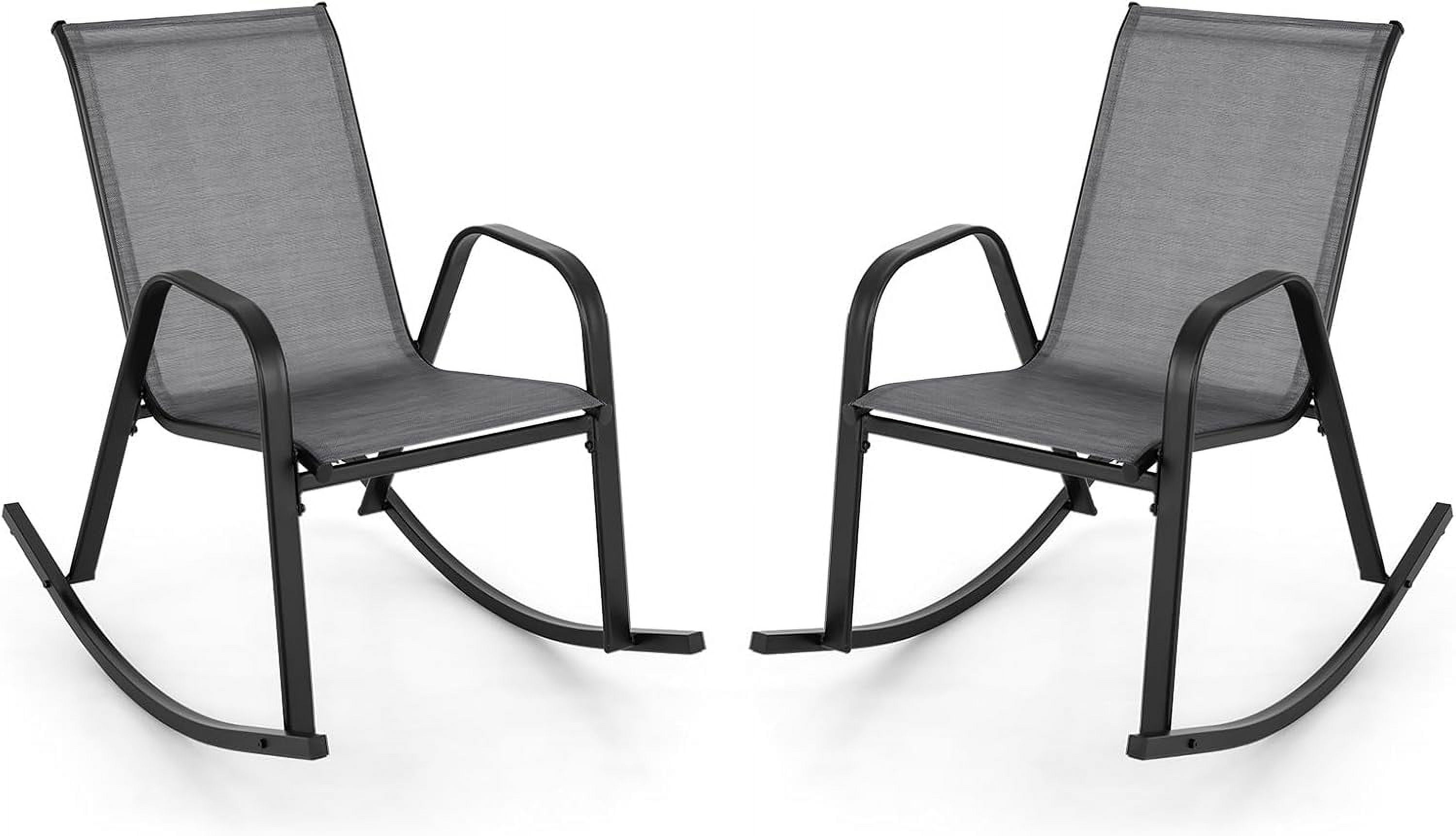 Outside Steel Rocker Outdoor Rocking Chairs Set of 2, Patio Rocking Chairs w/Breathable Seat ...
