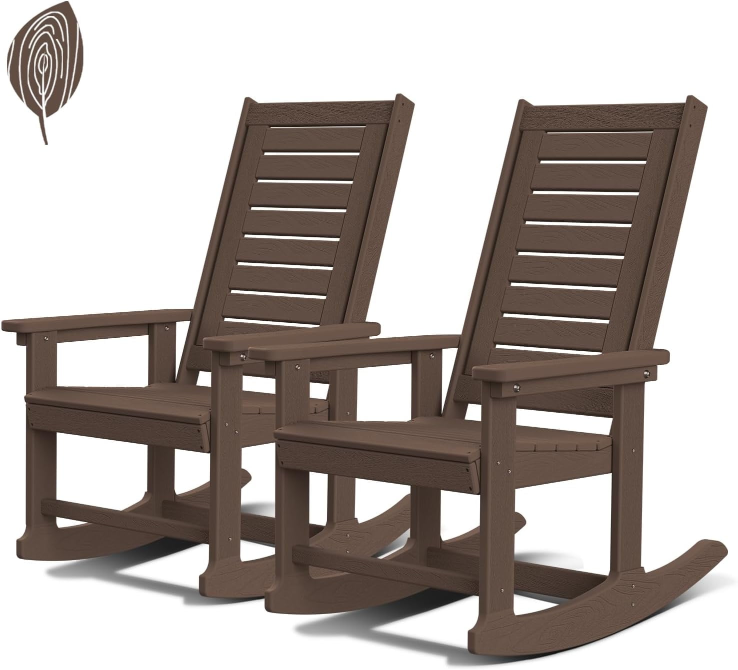 Outdoor Rocking Chairs | Set of 2 | Porch Rocker | HDPE Plastic | Wood ...
