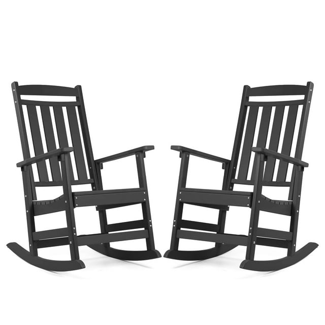Outdoor Rocking Chairs Set of 2,All Weather Resistant Poly Lumber