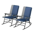 thumbnail image 1 of Outdoor Rocking Chairs Set of 2, Folding Rocking Chair, 400lbs Capacity, Wide Seat, Padded, Dark Blue, 1 of 9
