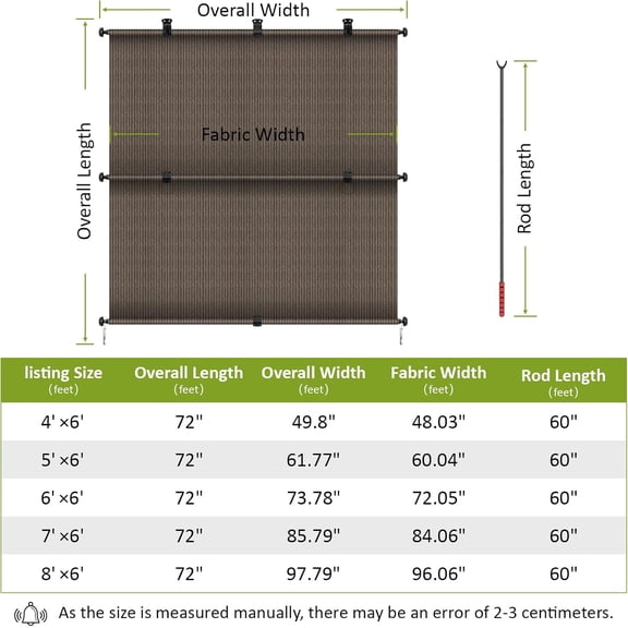 Outdoor Roll Up Shade 5W' x 6H' Cordless Roller Foldable Blinds Exterior Sunshade Cloth for Indoor Room, , Porch, Deck, Pergola, Balcony, Brown