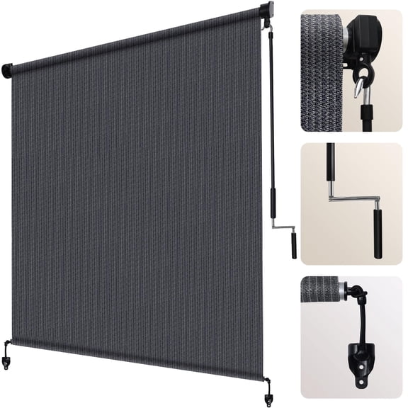 Outdoor Roller Shade Blue Gray 96"W x 96"H Patio Use