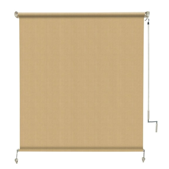 Outdoor Roller Shade, Exterior Cordless Patio Shades Roll-Up Outdoor Blinds with 90% UV Protection, Two-Section Poles with One-Piece Fabric