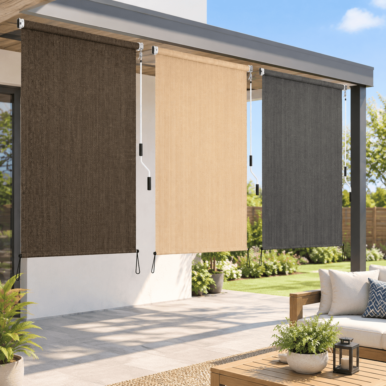 Outdoor Roller Shades Dark Grey 48