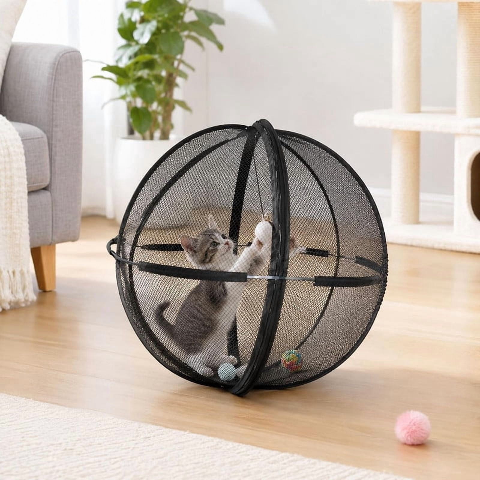 Outdoor Rolling Cat Playpen, 360-Degree Panoramic Transparent Cat Toy ...