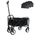 thumbnail image 1 of Outdoor Rolling Wagon Utility Cart, Wagons Grocery Cart with Wheels, Garden Cart with Adjustable Handle, Beach Cart with 2 Mesh Cup Holders, for Outdoor, Beaches, Gardens, Parks, Shopping, 1 of 12