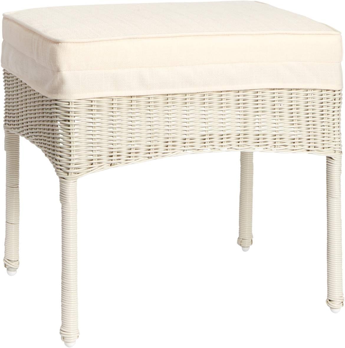 Outdoor Roma All Weather Resin Wicker Patio Ottoman With Cushion ...