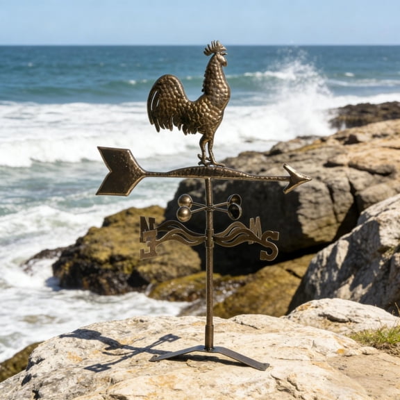 Outdoor Rooster Weather Vane 360 Rotating Wind Direction Indicator Metal Rustic Farmhouse Decor