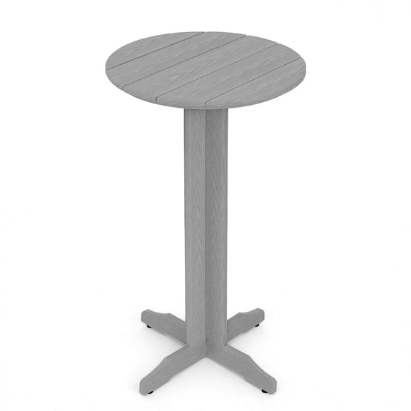 Outdoor Round Bar Table, 43" All-Weather HDPE High Top Bistro Table with Adjustable Feet, Heavy Duty Pub Table for Garden, Backyard, Deck & Poolside (Gray)