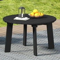 Outdoor Round Coffee Table, Adirondack Patio Coffee Table, Outdoor Large Side Table for Balcony Lawn (Black)