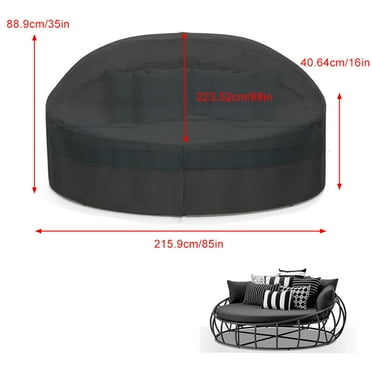 Outdoor Round Daybed Cover, 88-Inch Heavy-Duty Waterproof and UV-Protected Patio Cover for Round Daybeds