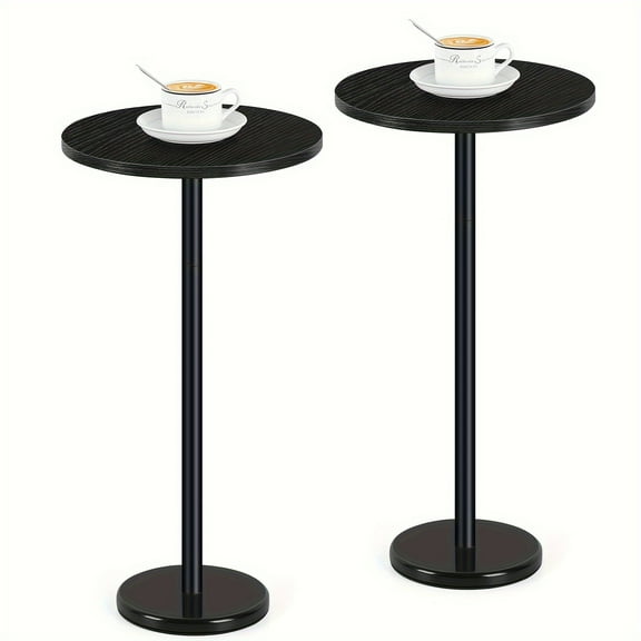 Outdoor Round Drink Tables, Coffee Roostertail Table with Marble Base, Small Pedestal Side Table for Patio, Sofa, Couch, Chair