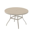 thumbnail image 1 of Outdoor Round Patio Dining Table for 4-6, All-Weather Durable Metal Table with Adjustable Umbrella Hole for Deck & Backyard, Sandstone Finish, 1 of 9