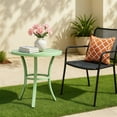 thumbnail image 1 of Outdoor Round Side Table, Light Green Powder-Coated Metal Frame, Adjustable Non-Slip Feet, Compact End Table, for Patio Balcony Living Room Bedroom, 1 of 7