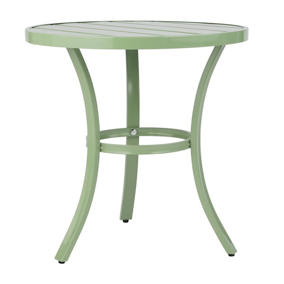 Outdoor Round Side Table, Small Metal Table Patio End Table Coffee Bistro Table for Indoor Outdoor, Light Green