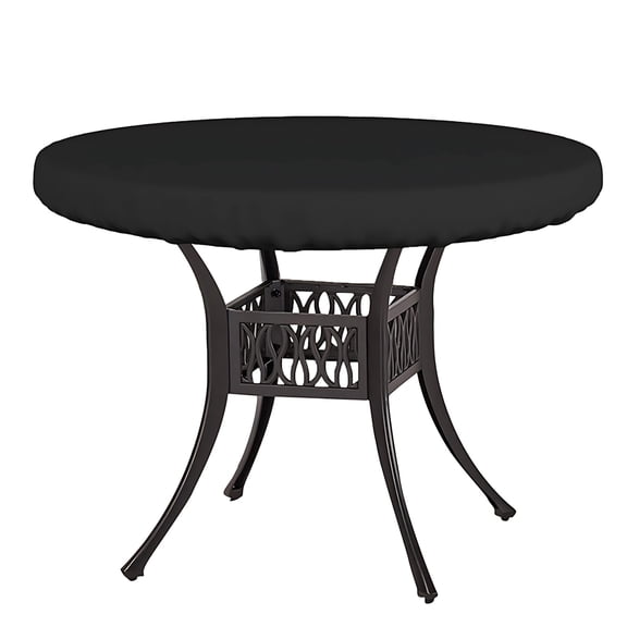 Outdoor Round Table Cover, 210D Oxford Waterproof Dustproof Furniture Protection, Fitted Solid Color Tablecloth for Patio Deck Garden, 48 in122 cmDiameter, Black