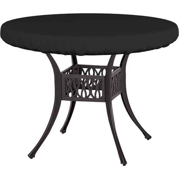 Outdoor Round Table Cover Waterproof UV-Resistant for 41 Inch Diameter Patio Tables - Heavy Duty Weatherproof Table Top Protector with Elastic Hem (Black)Only dust cover
