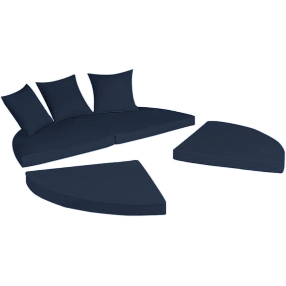 Outdoor Round daybed Cushion Cover, 66" Weatherproof, 4 in 1 Cushion Cover, [Filling Foam and Pillow Not Included] (Dark Blue)