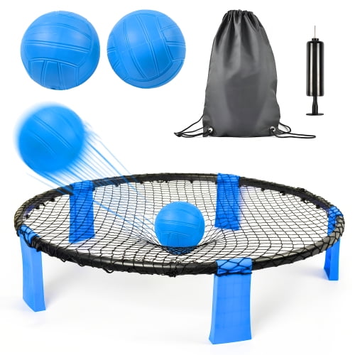 Outdoor Roundnet Game Set, Portable Beach Ball Game with 2 Balls, Sturdy Playing Net & Carry Bag, Classic Family Entertainment Game for Beach, Backyard, Lawn, Park, Camping and Gathering