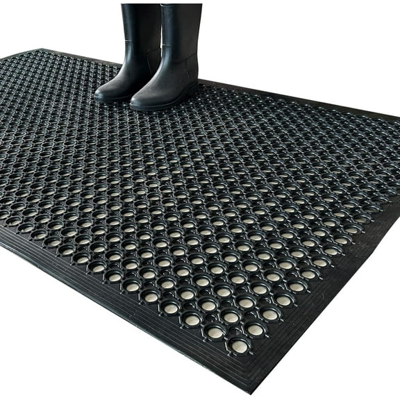 Outdoor Rubber Floor Mats Anti Slip Restaurant Commercial Kitchen Mat Rubber Drainage Mat 60 x 35 Heavy Duty Door Mat for Garage Garden Indoor Outside Industral Pool Entrance Bar Wet Area