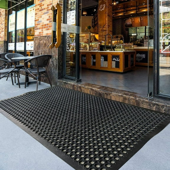 Outdoor Rubber Floor Mats Anti Slip Restaurant Commercial Kitchen Mat Rubber Drainage Mat 60 x 35 Heavy Duty Door Mat for Garage Garden Indoor Outside Industral Pool Entrance Bar Wet Area