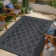thumbnail image 1 of Outdoor Rug 10x14 Reversible Mats, Plastic Straw Rug, Large Floor Mat and Rug for Outdoors, Modern Area Rug, Patio, Backyard, Deck, Picnic, Beach, Trailer, Camping, Black/Grey(Geometric), 1 of 9