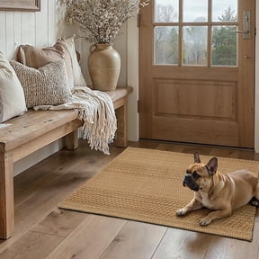 MatEssenz Boho Rug 2x3, Small Area Rug for Entryway Kitchen, Machine Washable Non-Slip Woven Rug, Vintage Geometric Indoor Doormat, Light Taupe Brown